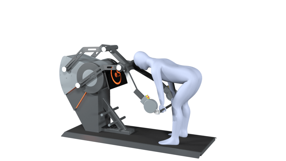 3D-Modell einer Person führt die Übung Rumänisches Kreuzheben auf einem Sparkfield Core Fitnessgerät aus, das die Vielseitigkeit und Funktionalität der Geräte für ein umfassendes Ganzkörpertraining demonstriert.