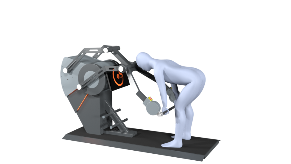 3D model of a person performing the exercise Romanian deadlift on a Sparkfield Core Fitness device, demonstrating the versatility and functionality of the equipment for a comprehensive full-body workout.